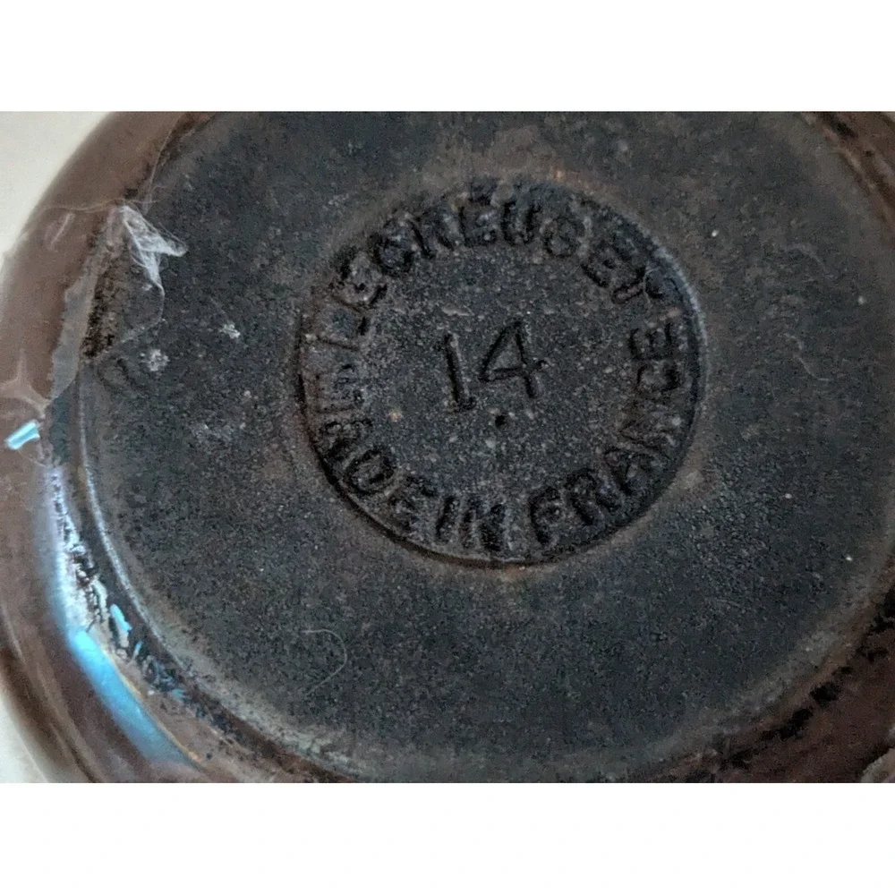 Vintage Le Creuset 14 Brown Cast Iron Enamel Sauce Pot Pan Lid France 5.5 In
